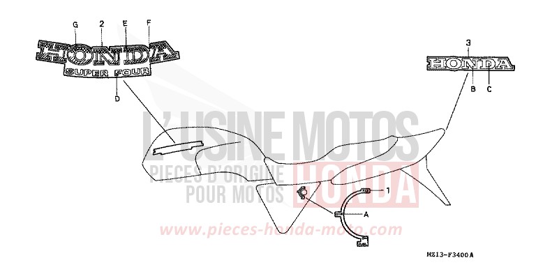 MARQUE/RAYURE de CB1000F "Big One" MUTE BLACK METALLIC (NH359) de 1995